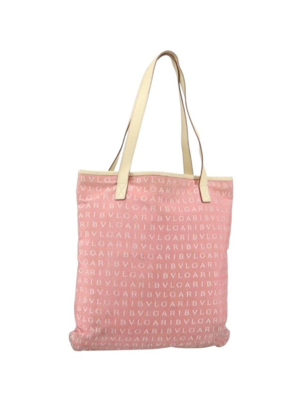 BVLGARI Logo Mania Tote Bag Canvas Pink Silver